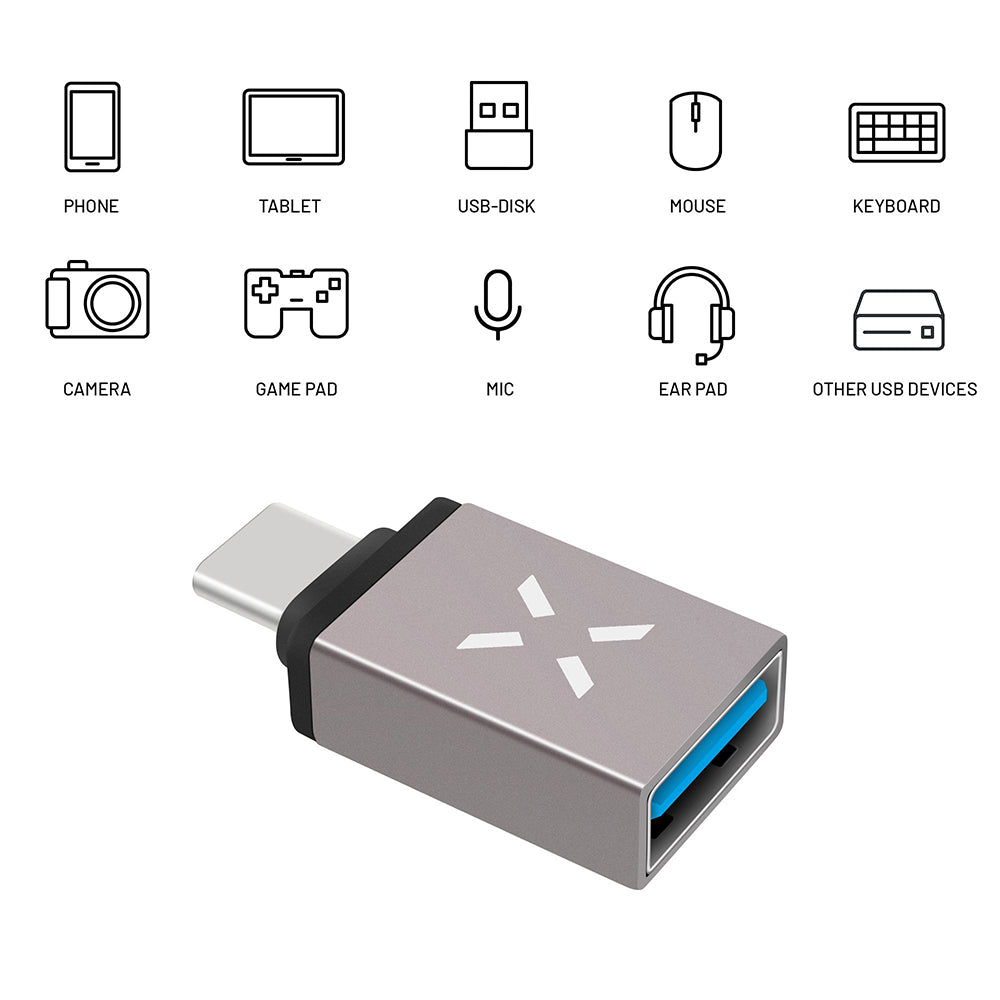 Adaptador OTG USB-C - USB-A Fixed, Gris