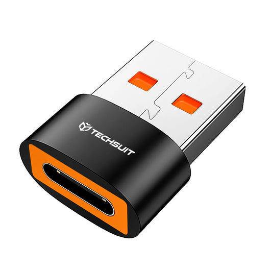 Adaptador de Datos y Carga USB-C - USB-A Techsuit A4 HyperPort, Negro Naranja