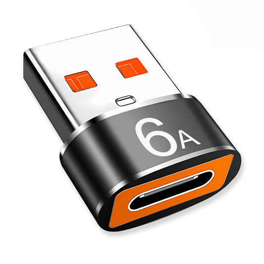 Adaptador de Datos y Carga USB-C - USB-A Techsuit A4 HyperPort, Negro Naranja