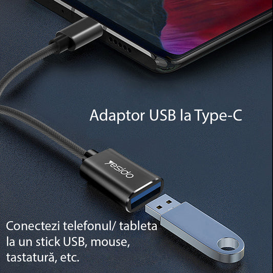 Adaptador OTG USB-C - USB-A Yesido GS01, Negro
