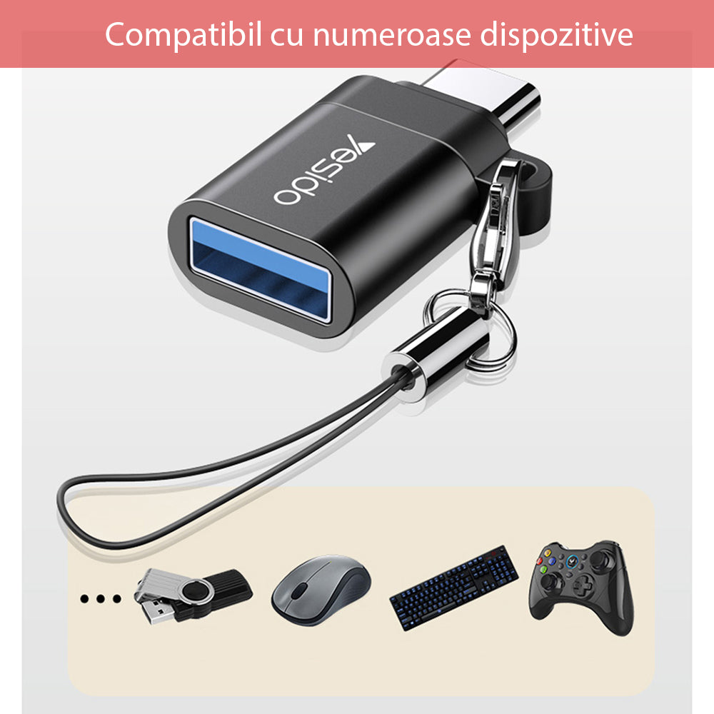 Adaptador OTG USB-C - USB-A Yesido GS06, Negro