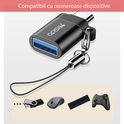 Adaptador OTG USB-C - USB-A Yesido GS06, Negro