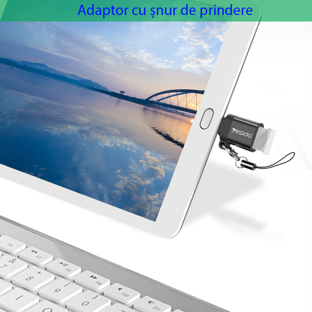 Adaptador OTG USB-C - USB-A Yesido GS06, Negro
