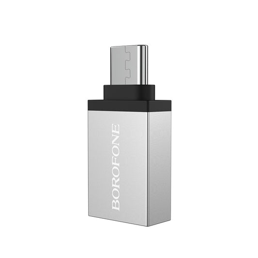Adaptador OTG USB-A - USB-C Borofone BV3, Plateado