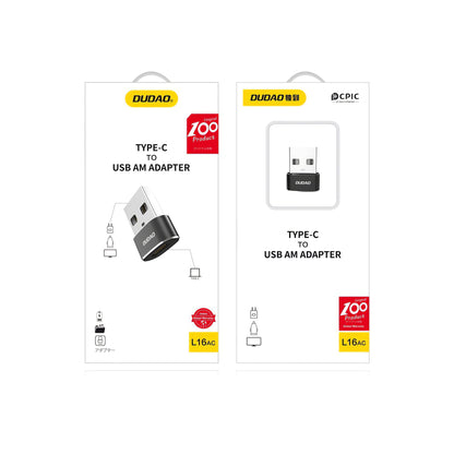 Adaptador de carga y datos USB-C a USB-A Dudao L16AC, negro