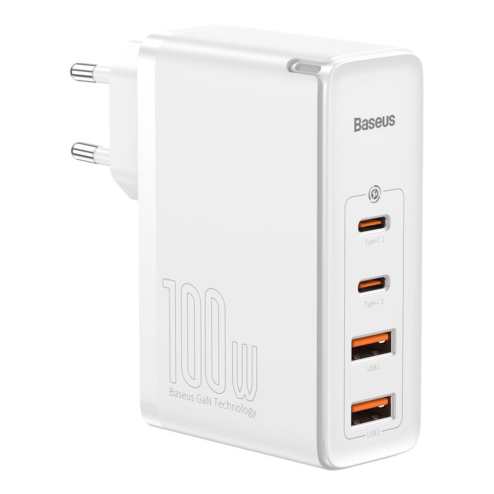 Cargador de red Baseus GaN2 Pro, 100W, 3A, 2 x USB-A - 2 x USB-C, Blanco CCGAN2P-L02