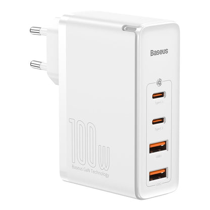 Cargador de red Baseus GaN2 Pro, 100W, 3A, 2 x USB-A - 2 x USB-C, Blanco CCGAN2P-L02