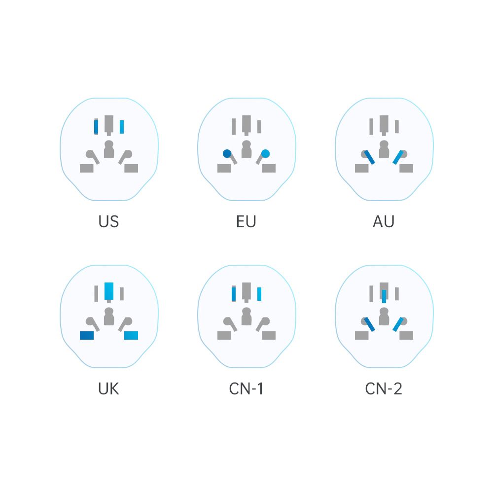 Adaptador de red Tech-Protect US / UK / AU / AU / FI / CN - Europa, Blanco 