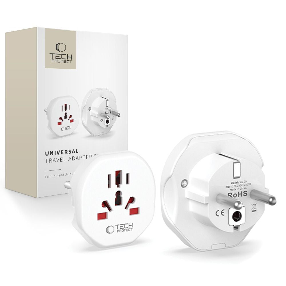 Adaptador de red Tech-Protect US / UK / AU / AU / FI / CN - Europa, Blanco 