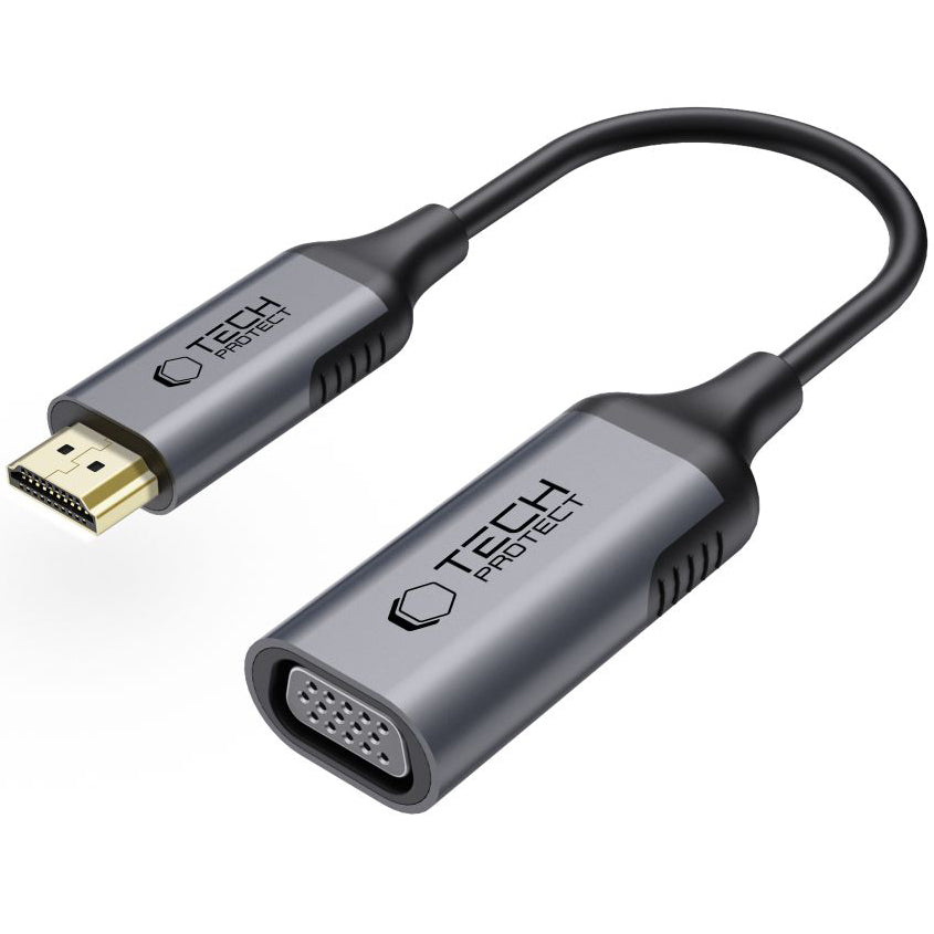 Adaptador de Video Tech-Protect Ultraboost, VGA - HDMI, 1080P, Negro