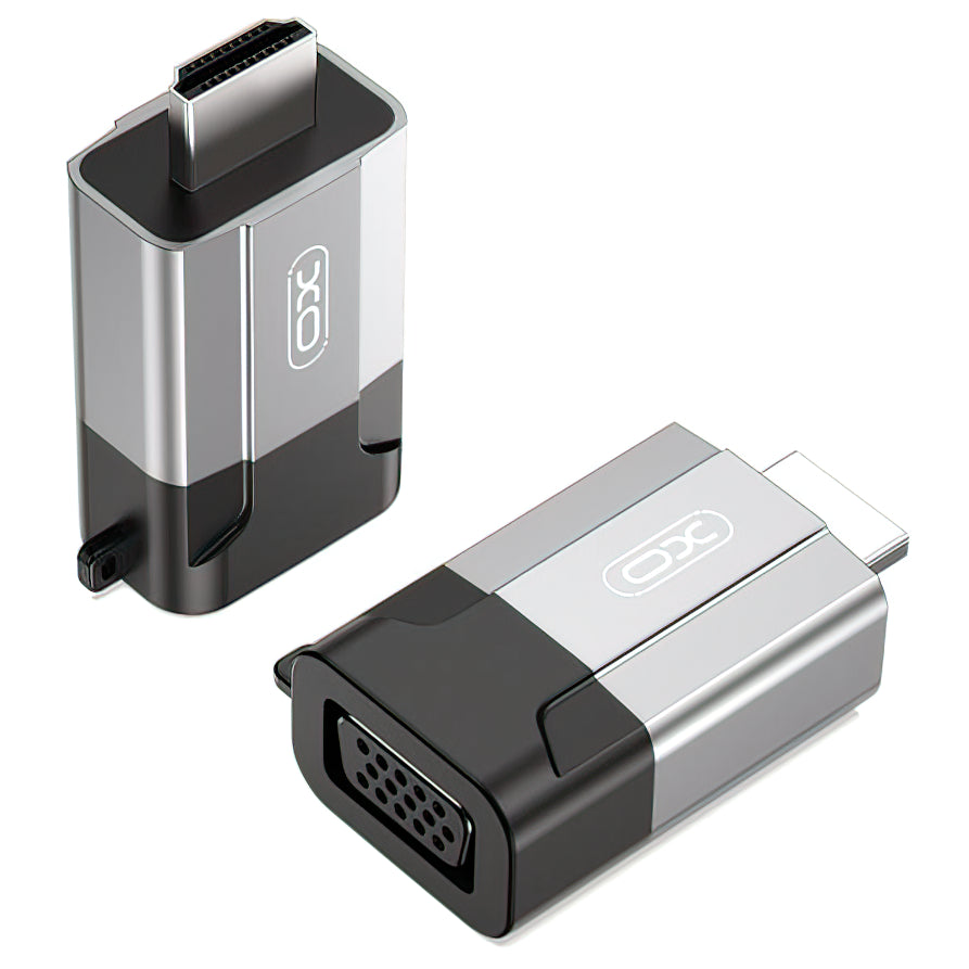 Adaptador de vídeo XO Design GB014, HDMI - VGA, Gris 