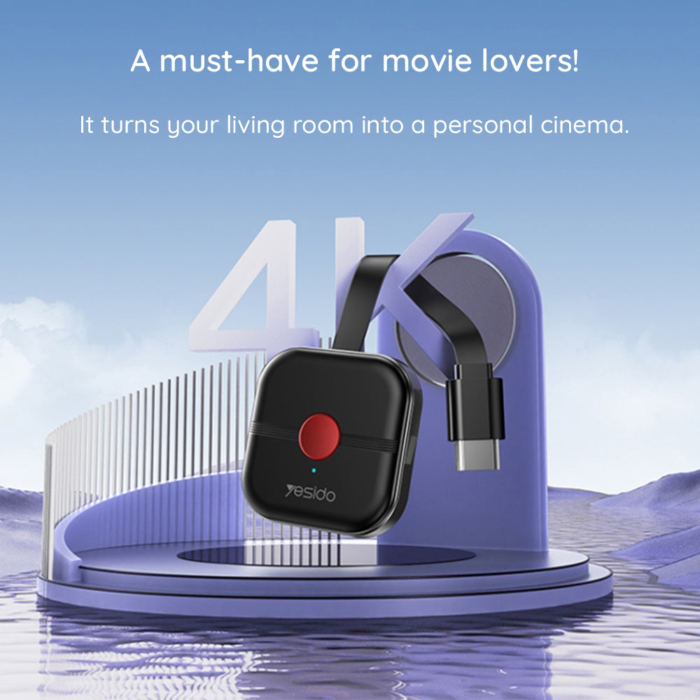 Adaptador Multimedia Inalámbrico Yesido TV10, Negro