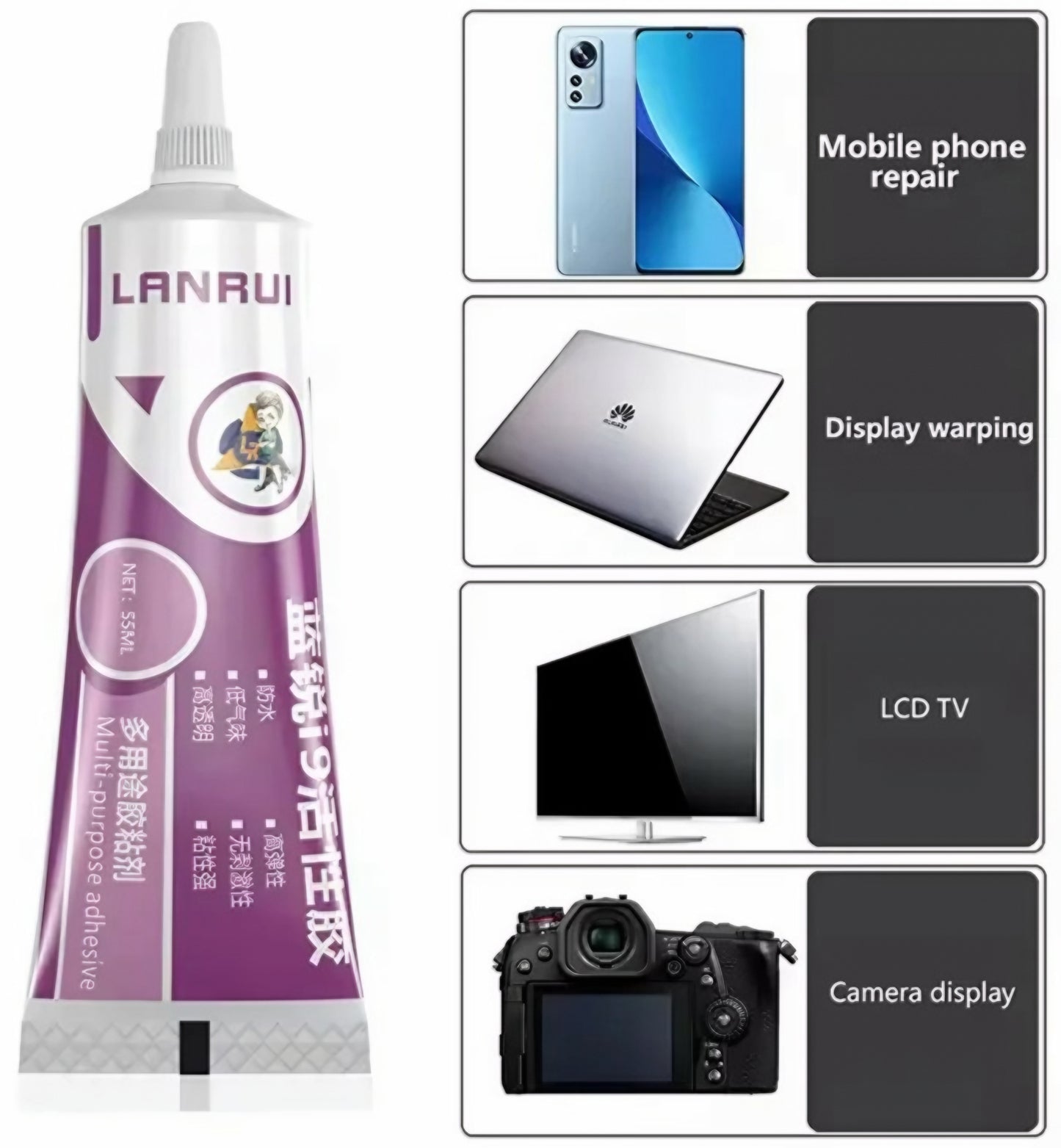 Adhesivo Líquido Lanrui I9, 55ml, Transparente