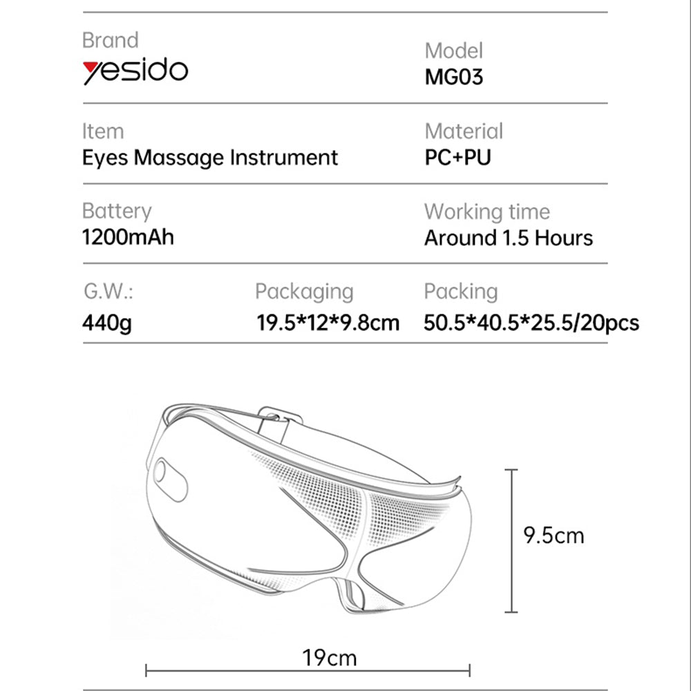 Aparato de Masaje para Ojos Yesido MG03, Blanco