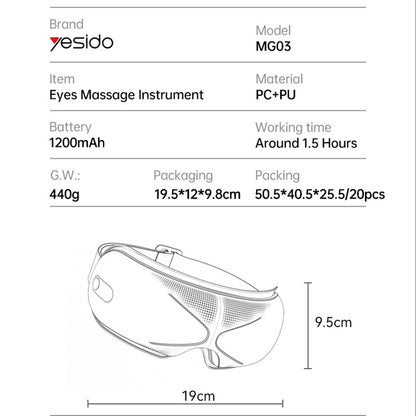Aparato de Masaje para Ojos Yesido MG03, Blanco