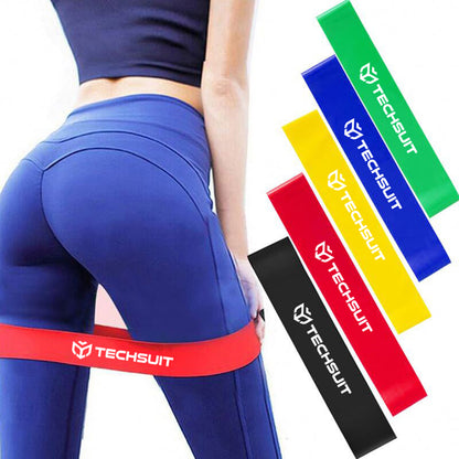 Banda Elástica Fitness Techsuit TS-01, Set de 5 piezas, Multicolor