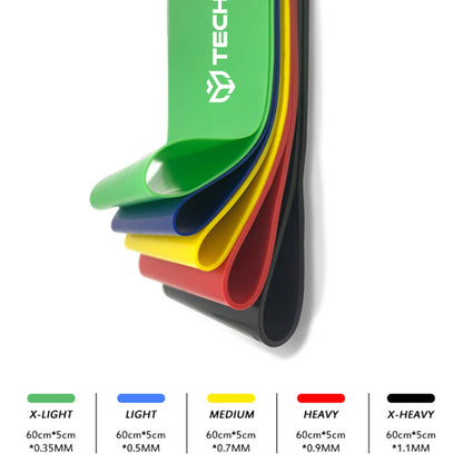 Banda Elástica Fitness Techsuit TS-01, Set de 5 piezas, Multicolor