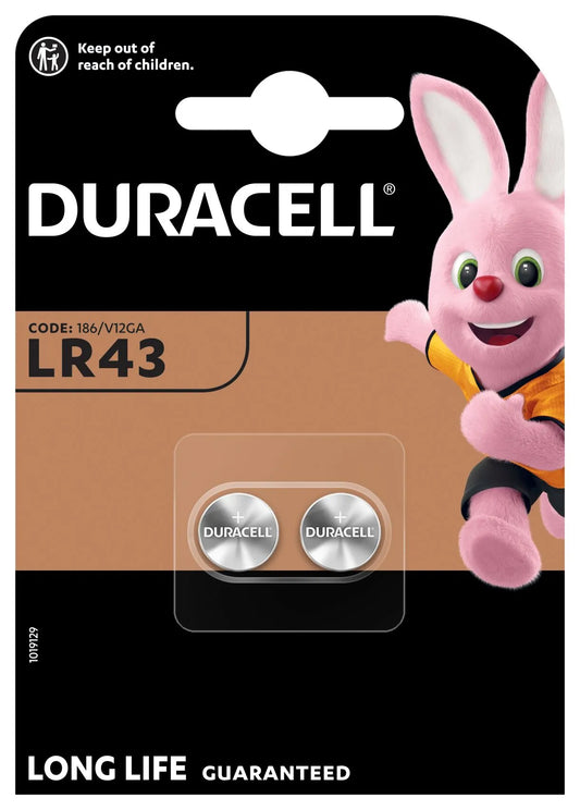 Batería Duracell, LR43, Set de 2 piezas