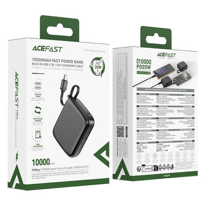Batería Externa Acefast M15, 10000mAh, 20W, PD, 2 x USB-C, Negra