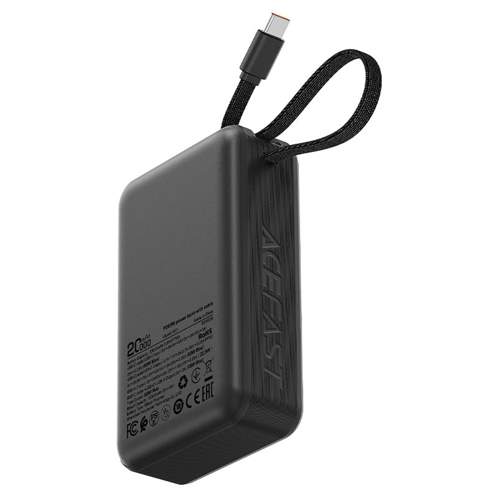 Batería Externa Acefast M21, 20000mAh, 65W, QC + PD, 1 x USB-A - 2 x USB-C, Negra