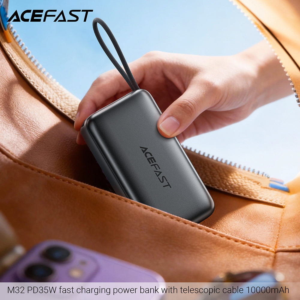 Batería Externa Acefast M32, 10000mAh, 35W, PD, 2 x USB-C, Gris