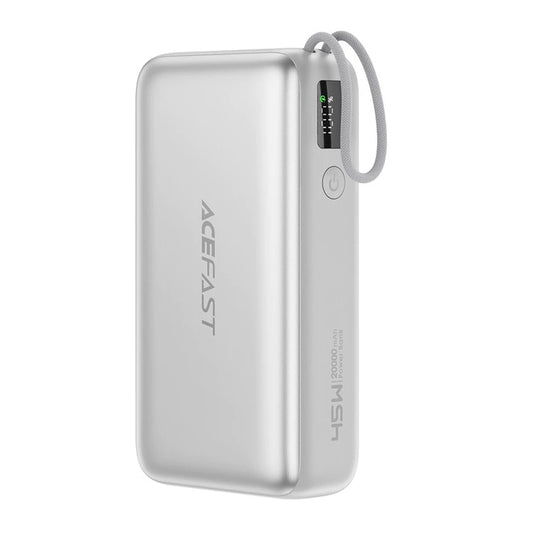 Batería Externa Acefast M34, 20000mAh, 45W, QC + PD, 1 x USB-A - 2 x USB-C, Plateada