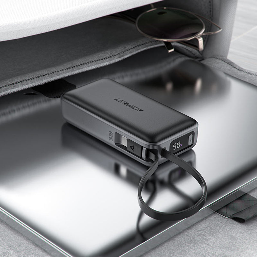 Batería Externa Acefast M7, 10000mAh, 30W, QC + PD, 1 x USB-A - 2 x USB-C, Negra