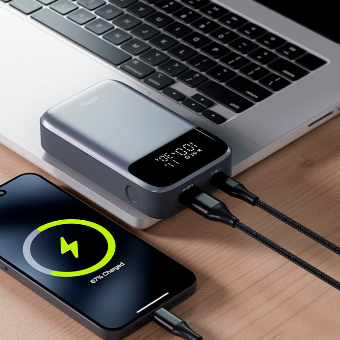 Batería Externa Allity. APB-200 PocketPower, 10000mAh, 33W, QC + PD, 1 x USB-A - 1 x USB-C, Gris