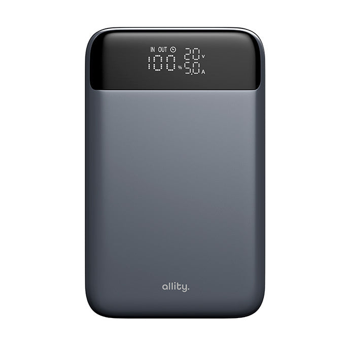 Batería Externa Allity. APB-200 PocketPower, 19200mAh, 130W, QC + PD, 1 x USB-A - 2 x USB-C, Gris