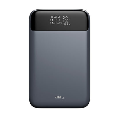 Batería Externa Allity. APB-200 PocketPower, 19200mAh, 130W, QC + PD, 1 x USB-A - 2 x USB-C, Gris