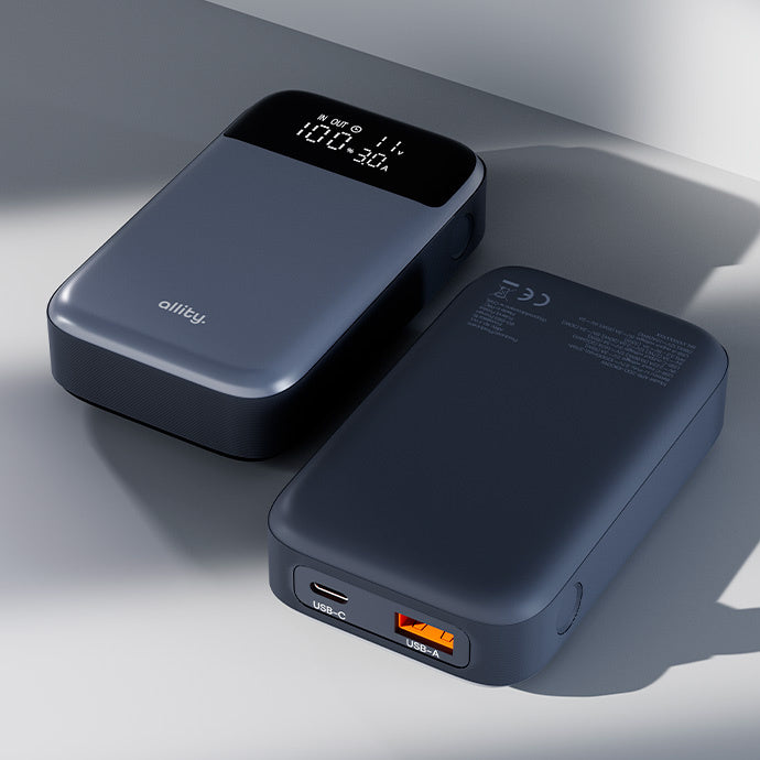Batería Externa Allity. APB-200 PocketPower, 10000mAh, 33W, QC + PD, 1 x USB-A - 1 x USB-C, Gris