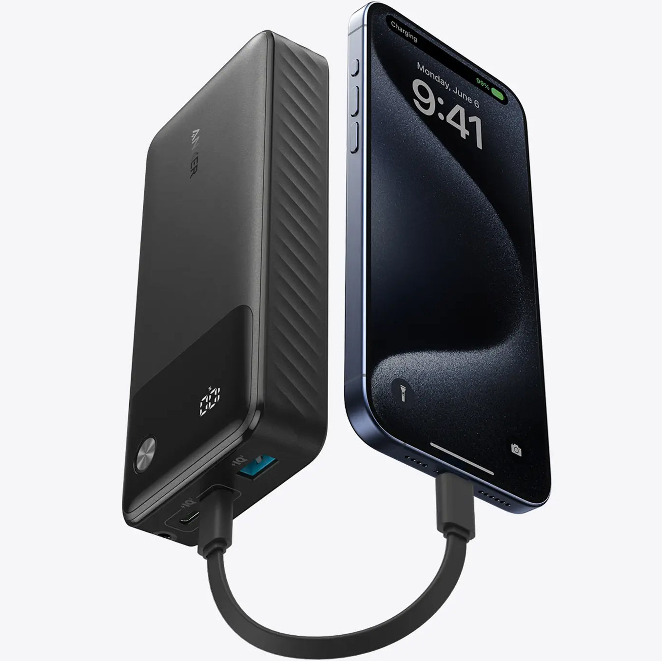 Batería externa Anker, 20000mAh, 30W, QC + PD, 1 x USB-A - 2 x USB-C, Negro A1384G11