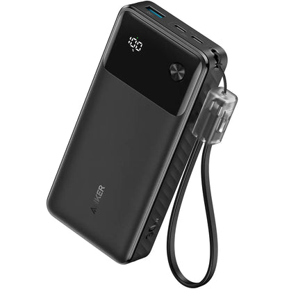 Batería externa Anker, 20000mAh, 30W, QC + PD, 1 x USB-A - 2 x USB-C, Negro A1384G11