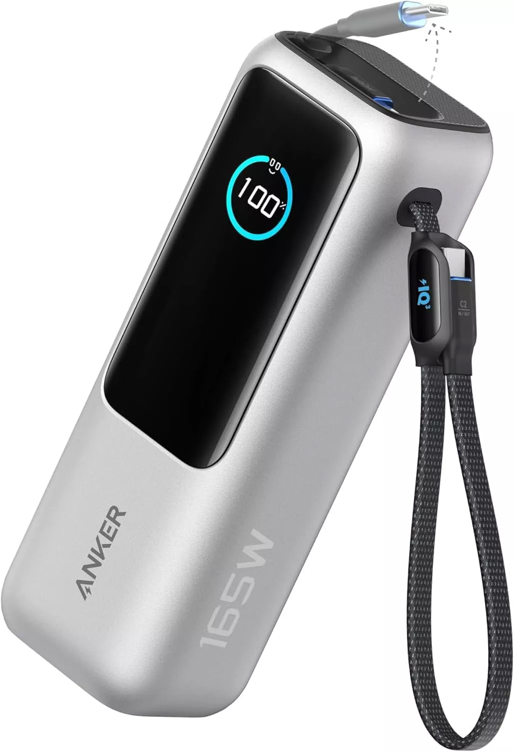 Batería Externa Anker, 25000mAh, 165W, QC + PD, 1 x USB-A - 3 x USB-C, Plateada A1695H41