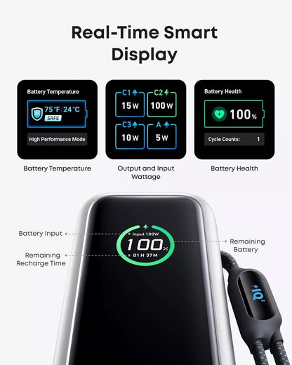 Batería Externa Anker, 25000mAh, 165W, QC + PD, 1 x USB-A - 3 x USB-C, Plateada A1695H41