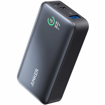 Batería Externa Anker 533, 10000mAh, 30W, QC + PD, 1 x USB-A - 2 x USB-C, Negra A1256G11