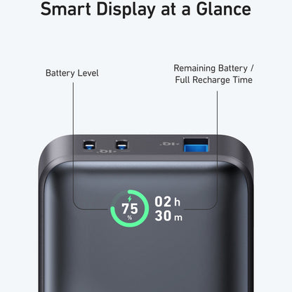 Batería Externa Anker 533, 10000mAh, 30W, QC + PD, 1 x USB-A - 2 x USB-C, Negra A1256G11
