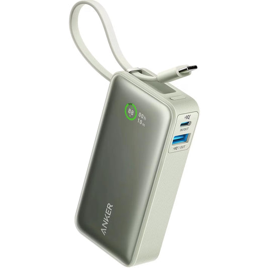 Batería externa Anker Nano, 10000mAh, 30W, QC + PD, 1 x USB-A - 2 x USB-C, Verde A1259G61