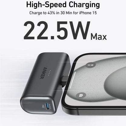 Batería Externa Anker Nano, 5000mAh, 22.5W, PD, 2 x USB-C, Negra A1653H11