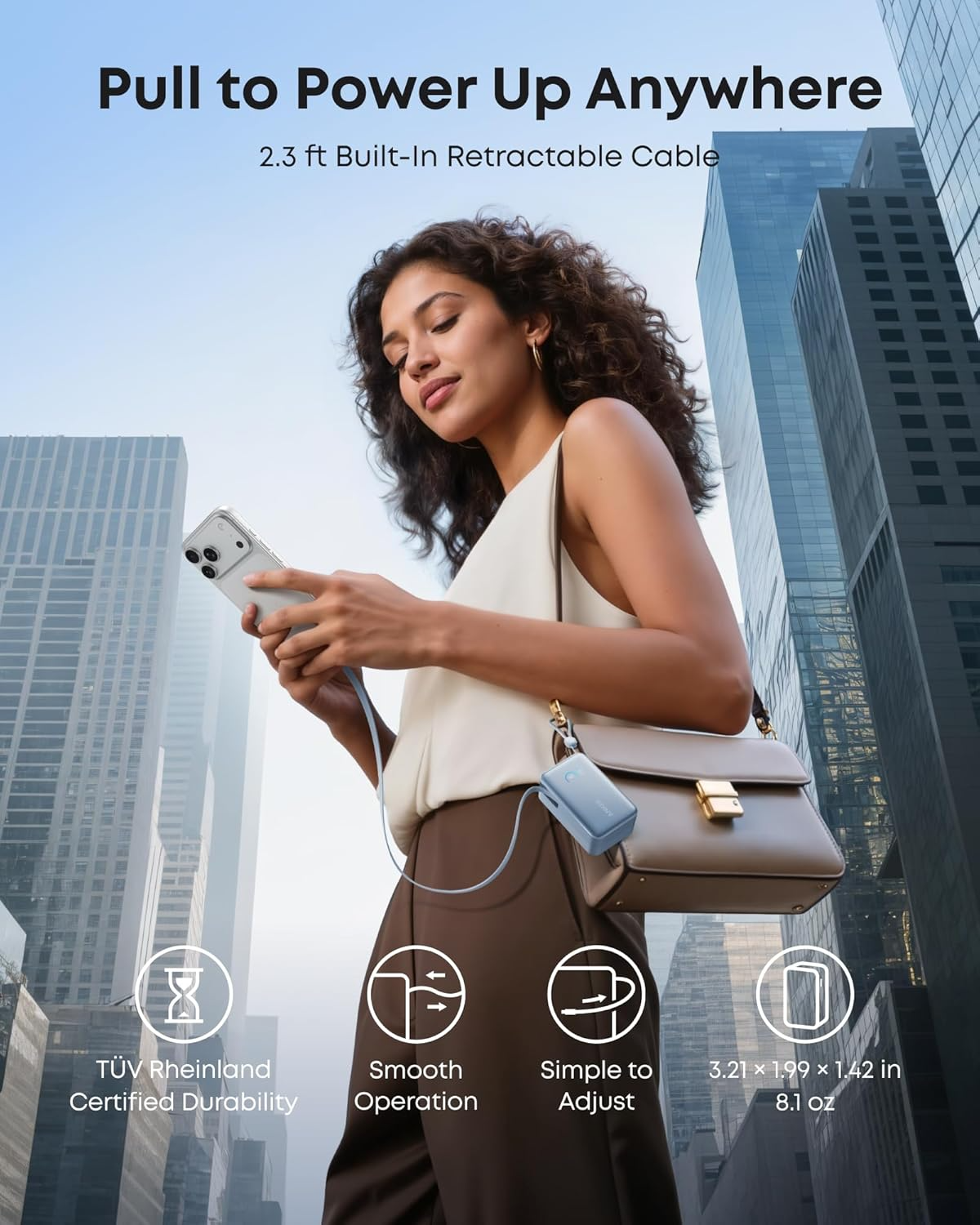 Batería Externa Anker Nano, 10000mAh, 45W, QC + PD, 1 x USB-A - 2 x USB-C, Azul