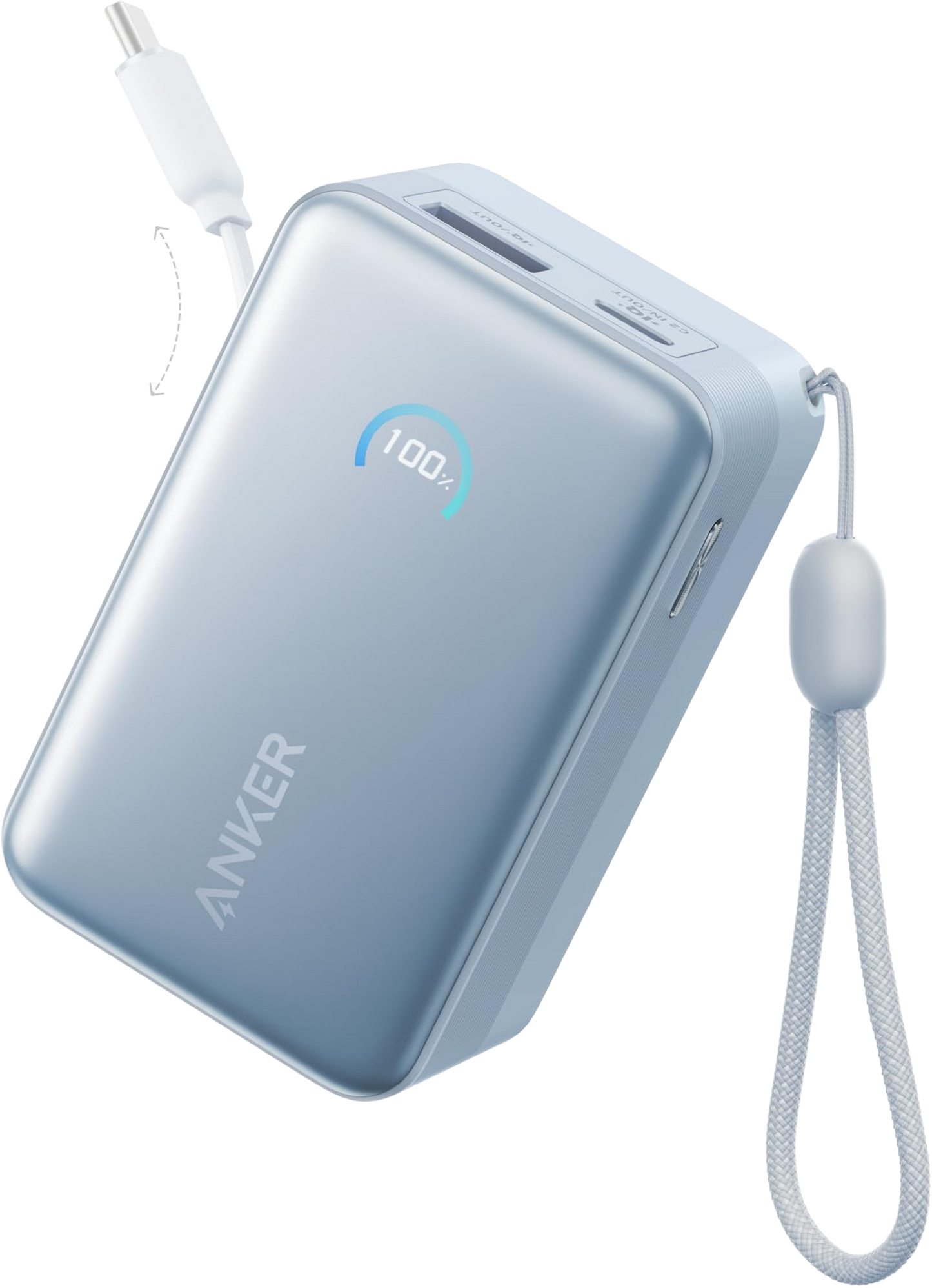 Batería Externa Anker Nano, 10000mAh, 45W, QC + PD, 1 x USB-A - 2 x USB-C, Azul