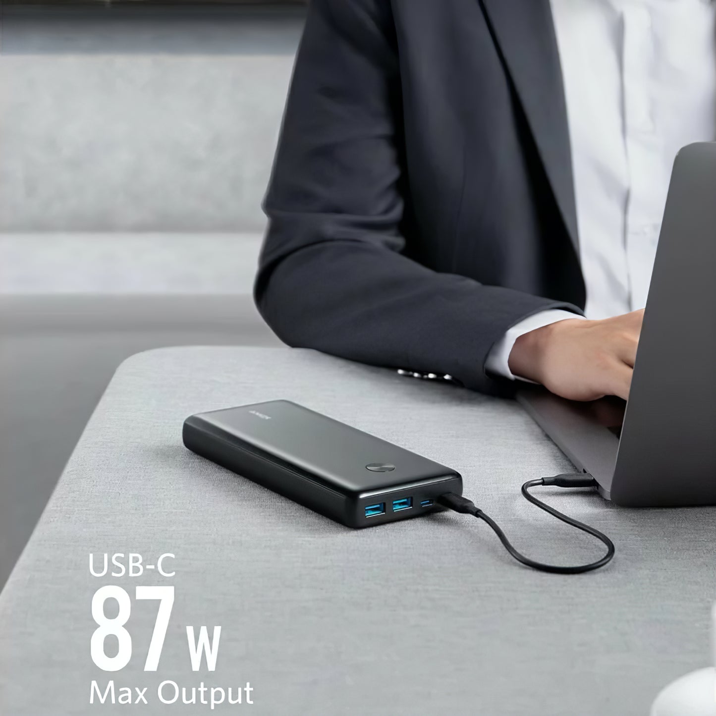 Batería externa Anker PowerCore III Elite, 25600mAh, 87W, QC + PD, 2 x USB-A - 2 x USB-C, Negro A1291H11 