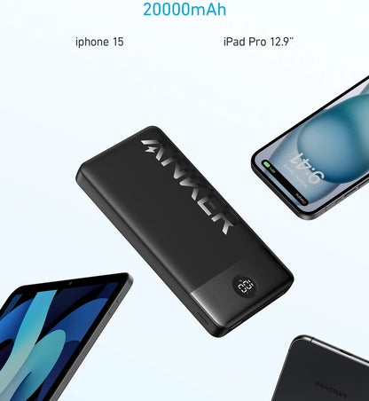 Batería externa Anker PowerCore 326, 20000mAh, 15W, 1 x USB-A - 1 x USB-C, Negro A1367G11 