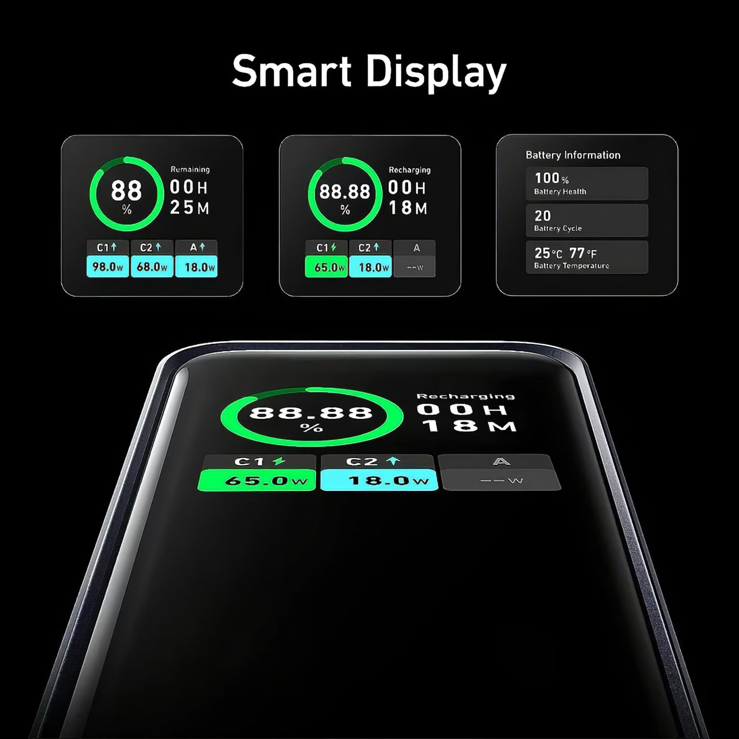 Batería Externa Anker Prime, 20000mAh, 200W, QC + PD, 1 x USB-A - 2 x USB-C, Negra, Reacondicionada A1336011