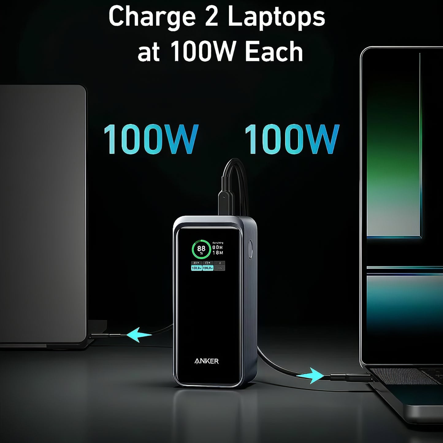 Batería Externa Anker Prime, 20000mAh, 200W, QC + PD, 1 x USB-A - 2 x USB-C, Negra, Reacondicionada A1336011