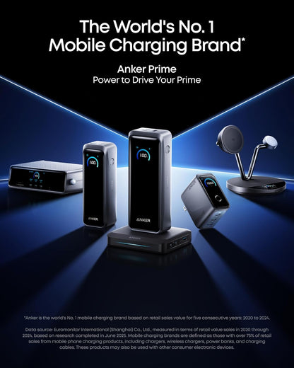 Batería Externa Anker Prime, 26250mAh, 300W, QC + PD, 1 x USB-A - 2 x USB-C, Negra A110AH11