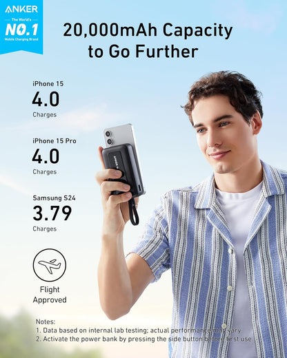 Batería Externa Anker Zolo, 20000mAh, 30W, QC + PD, 1 x USB-A - 2 x USB-C, Negra A1689011