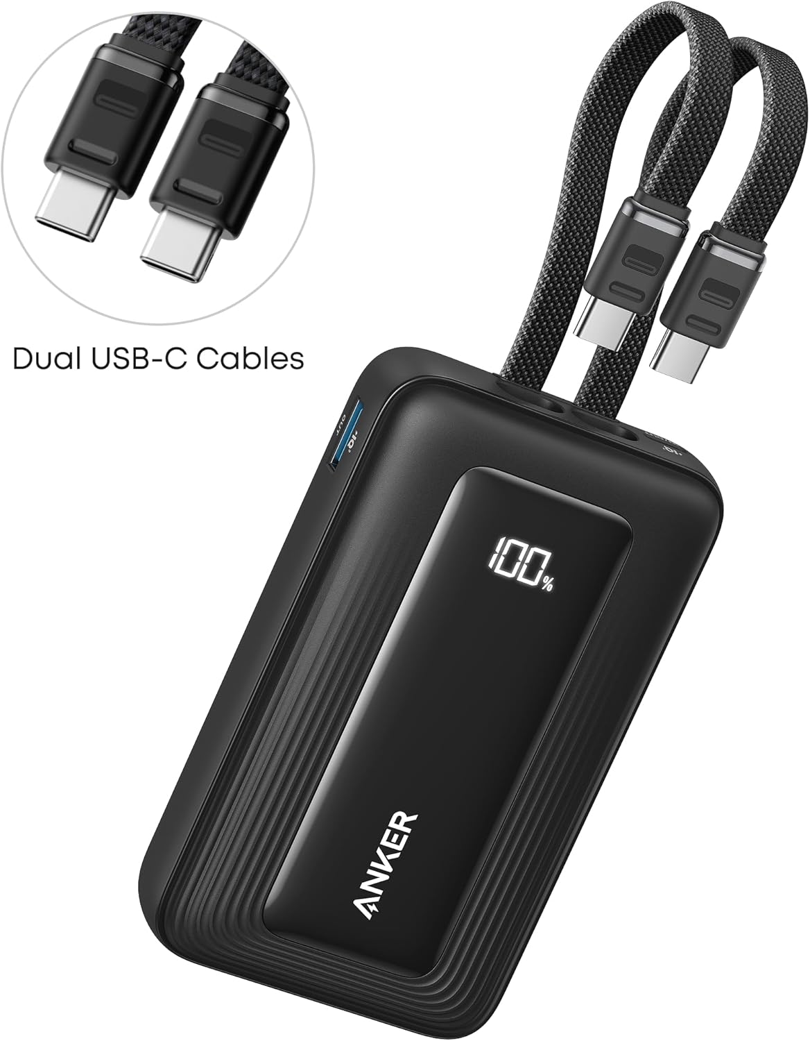 Batería Externa Anker Zolo, 10000mAh, 35W, QC + PD, 1 x USB-A - 2 x USB-C, Negra A1680H12