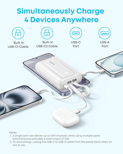 Batería Externa Anker Zolo, 10000mAh, 35W, QC + PD, 1 x USB-A - 2 x USB-C, Negra A1680H12