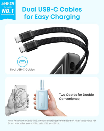 Batería Externa Anker Zolo, 10000mAh, 35W, QC + PD, 1 x USB-A - 2 x USB-C, Negra A1680H12